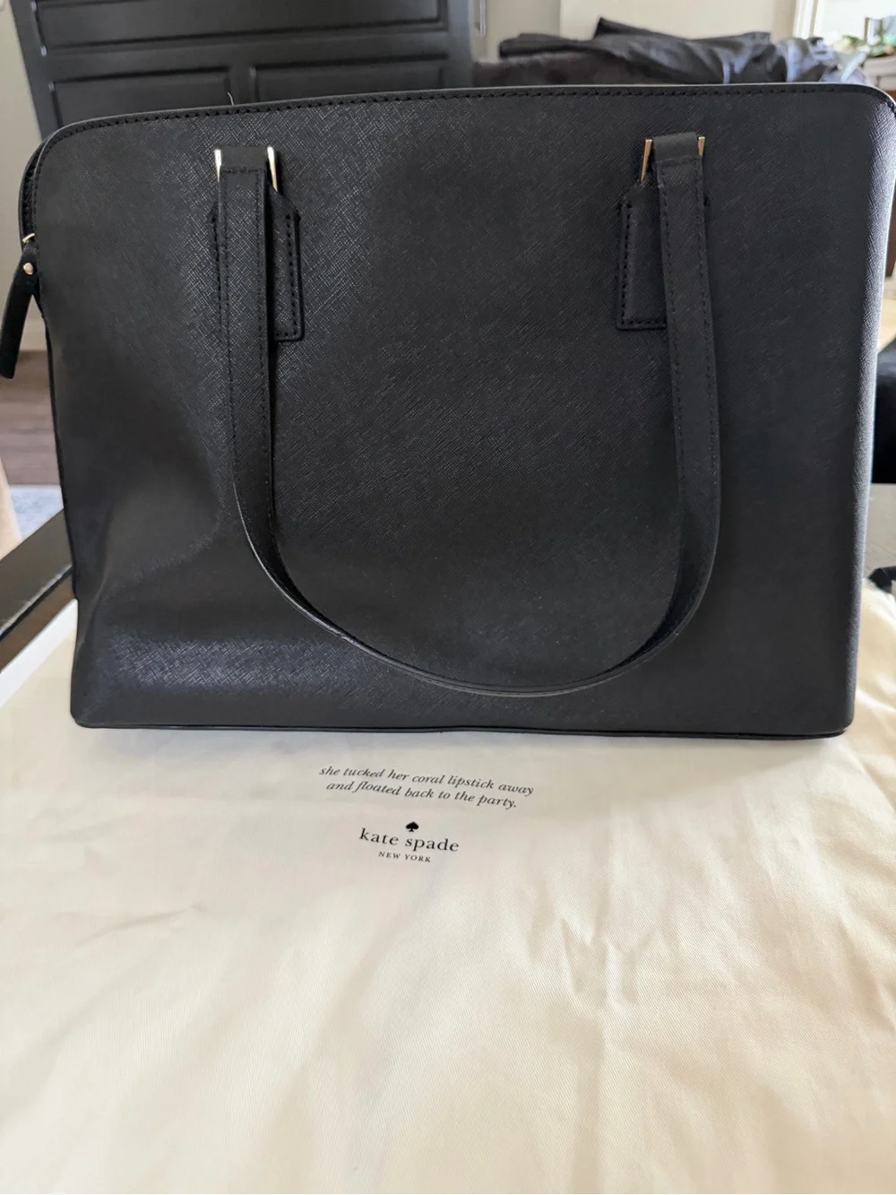 Kate Spade Black Saffiano Leather Staci Large Laptop Tote Bag